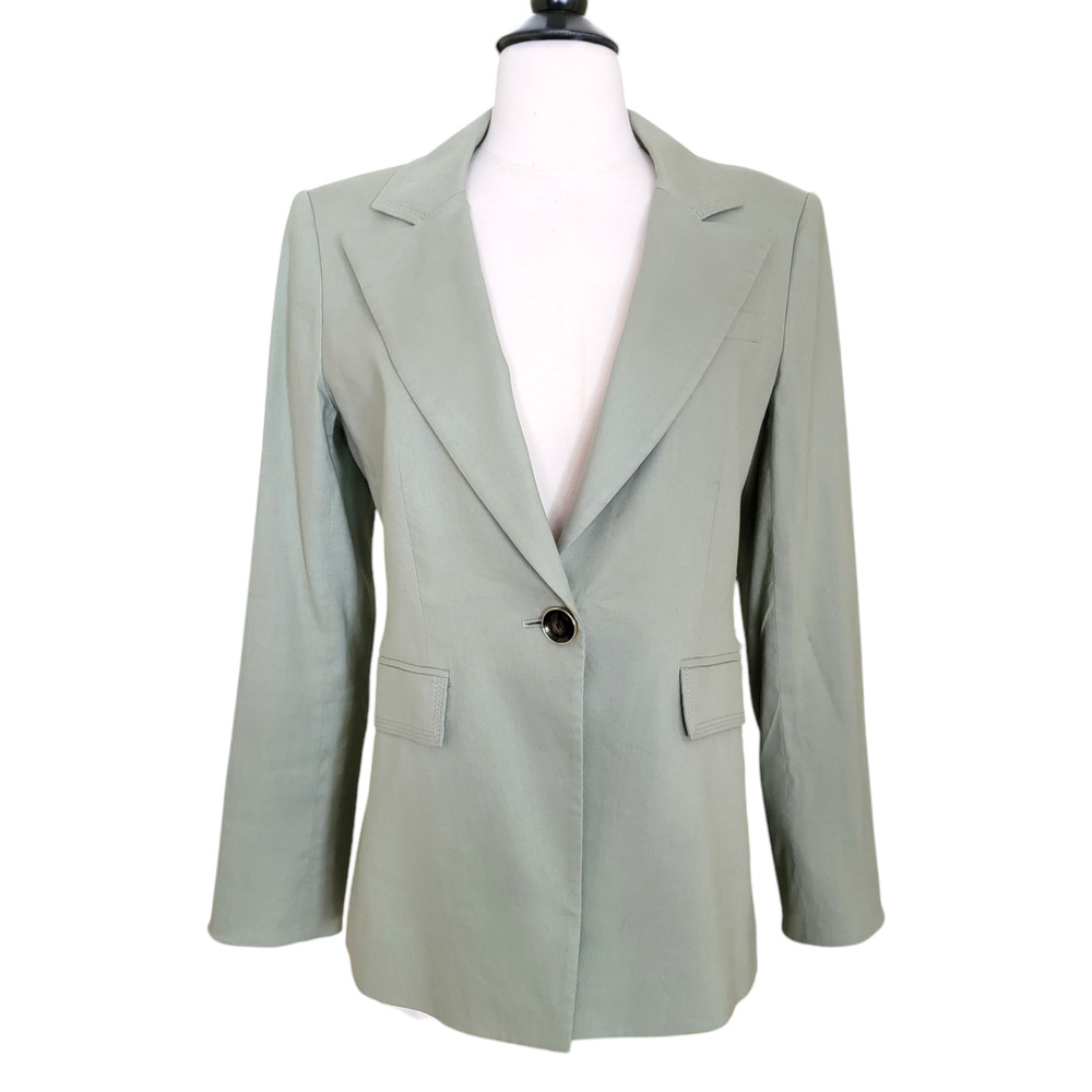 Veronica Beard Sedgwick Sage Green Linen Dickey Blazer Jacket Size 2